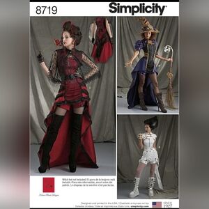 SIMPLICITY SEWING PATTERN 8719 Steampunk Fantasy Costumes Misses Sizes 14-22 NEW